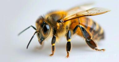 Close-Up of a Bee on Light Background During Daylight photo
