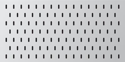 Peg board with oval holes. Rectangle grey gradient peg board perforated texture background for working bench tools. vector