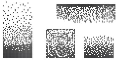 Pixel disintegration background. Decay effect. Dispersed dotted pattern. Concept of disintegration, pixel mosaic textures with simple square particles. vector