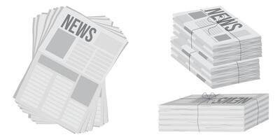Pile of newspapers on white background. Stack of newspapers. Paper waste vector