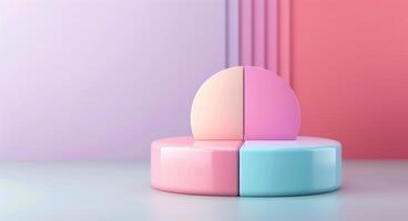 Colorful Pie Chart on Geometric Display in Minimalist Studio Setting photo