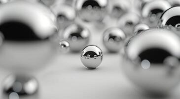Floating Silver Spheres on a Soft Gray Background photo