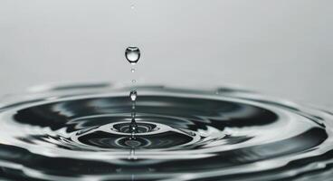 Droplets Falling on Tranquil Water Surface Creating Ripples photo