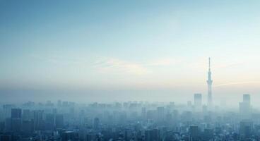 Tokyo Skyline at Dawn With Tokyo Tower in the Distance photo