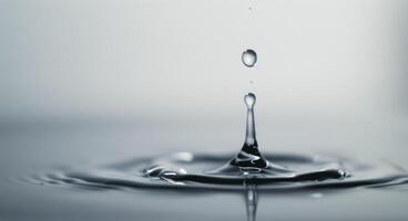 Water Droplet Rippling on Surface With Soft Gradient Background at Dusk photo
