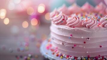 Birthday Cake With Candles and Colorful Sprinkles at a Celebration photo