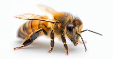 Close-Up of a Honey Bee on a White Background During the Day photo
