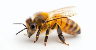 Close-Up of a Honey Bee on a White Background During the Day photo