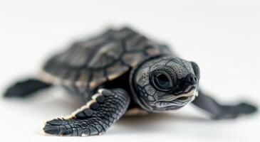 Young Sea Turtle Crawling on Sandy Beach at Dawn photo