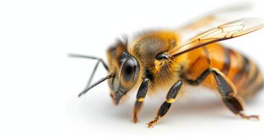 Close-Up of a Bee on Light Background During Daylight photo