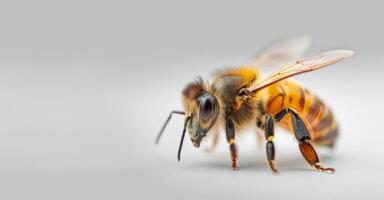 Close-Up of a Honey Bee on a White Background During the Day photo