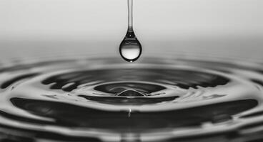 Water Droplet Creating Ripples on Calm Surface photo