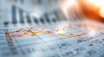 Financial Market Trends Displayed on Graphical Chart in Modern Workspace photo