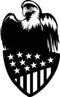 an eagle with stars on its head in the shape of a shield vector