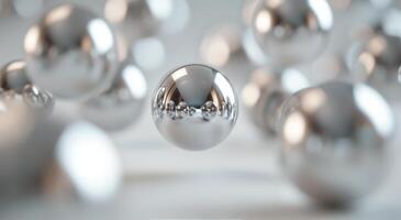 Floating Metallic Spheres on a Soft Background in a Contemporary Setting photo