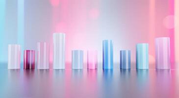 Colorful Cylinders Arranged in Soft Pastel Tones Against a Gradient Background photo