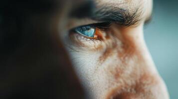 Close-Up of a Man's Eye Highlighting Intricate Details in Natural Light photo