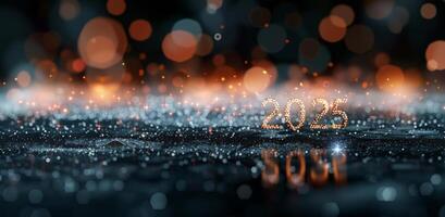 Glowing Bokeh Lights Creating a Dreamy Atmosphere With Sparkles at Night photo