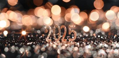 New Year Celebration Decor With Glitter and Lights at Midnight photo