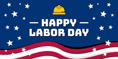 Happy Labor Day template American national holiday background with US flag. Design for banner, greeting card, invitation, social media, web. vector