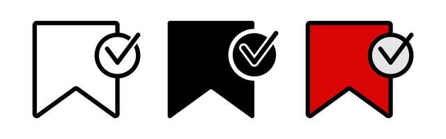 set of verified bookmark icons. bookmark symbol with check mark. isolated design on white background vector
