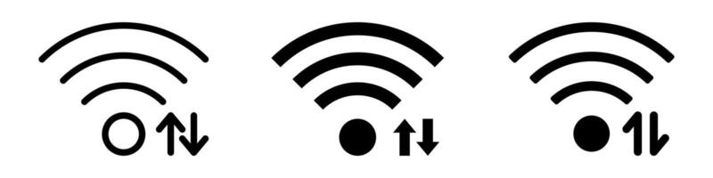 Wi-fi signal transfer arrow icon set. wireless network sharing symbol. isolated design on white background vector