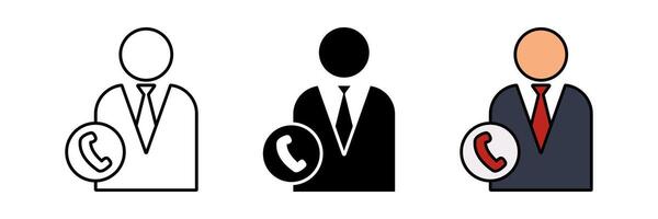 collection of businessman icons and telephone symbols. simple and modern design isolated on white background vector