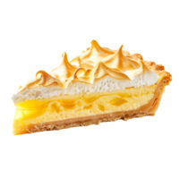 Lemon meringue pie slice isolated on transparent background png