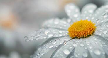 Close-Up of Dew-Covered Daisy Petals in Morning Light photo