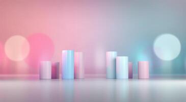 Colorful Cylinders Arranged in Soft Pastel Tones Against a Gradient Background photo