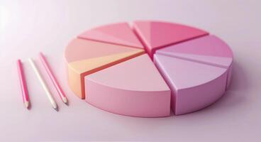 Colorful Pie Chart on Geometric Display in Minimalist Studio Setting photo