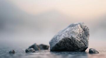 Natural Stone Arrangement With Minimalist Design and Soft Lighting in a Calm Setting photo