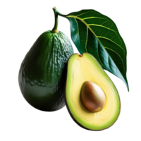 A green avocado with a brown seed in the middle png