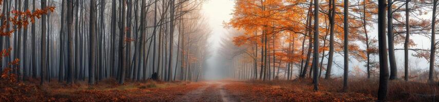 Sunrise Through Fog In A Tranquil Pine Forest photo
