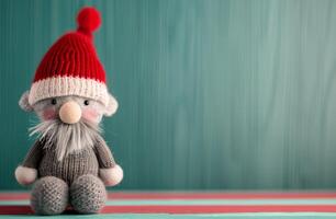 Adorable Knitted Santa Figure in Cozy Holiday Setting photo