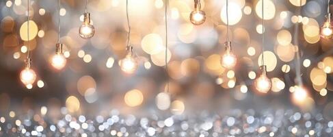 Delicate Branches Glimmering With Warm Fairy Lights in a Soft Glow photo