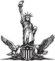 the statue of liberty with two eagles and a shield vector