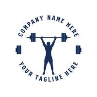 Man Male with Barbell Dumbbell for Crossfit Gym, Weight Lifting Bodybuilder Illustration vector