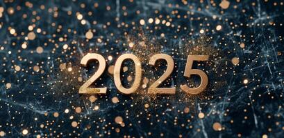 Glittering Numbers Representing the Year 2025 With Sparkling Background photo