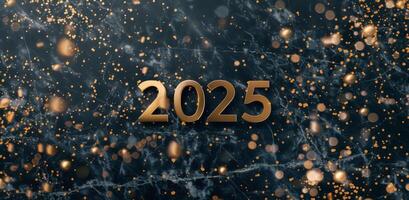Glittering Numbers Representing the Year 2025 With Sparkling Background photo