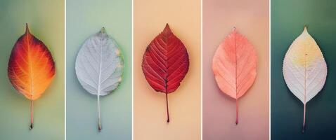 Colorful Autumn Leaves Arrangement on Soft Background photo