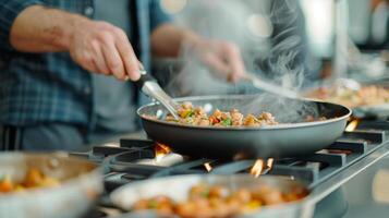 Culinary Class in Progress at a Local Cooking School With Participants Preparing Dishes photo