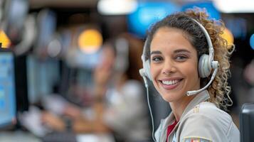 Customer Service Representative Assisting Clients At Call Center During Daytime photo