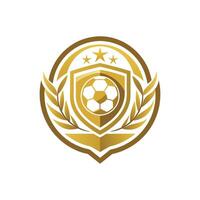 golden soccer badge with a star and a shield vector