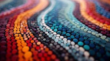 Colorful Mosaic Art Featuring Curved Patterns and Diverse Tiles in Vibrant Compositions photo