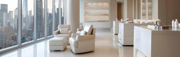Elegant Spa Interior With City View in Modern High-Rise Building photo