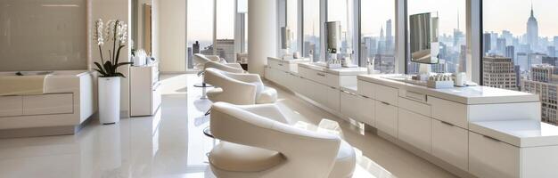 Elegant Spa Interior With City View in Modern High-Rise Building photo