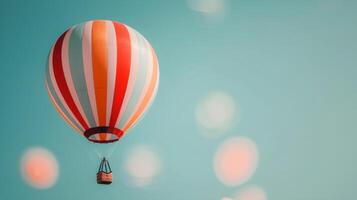 Colorful Hot Air Balloon Floating Against Clear Sky photo