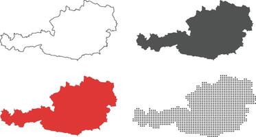 Austria map in outline style, grey color, red color, dotted style vector