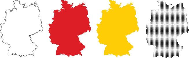 Germany map in outline style, red color, yellow color, dotted style vector